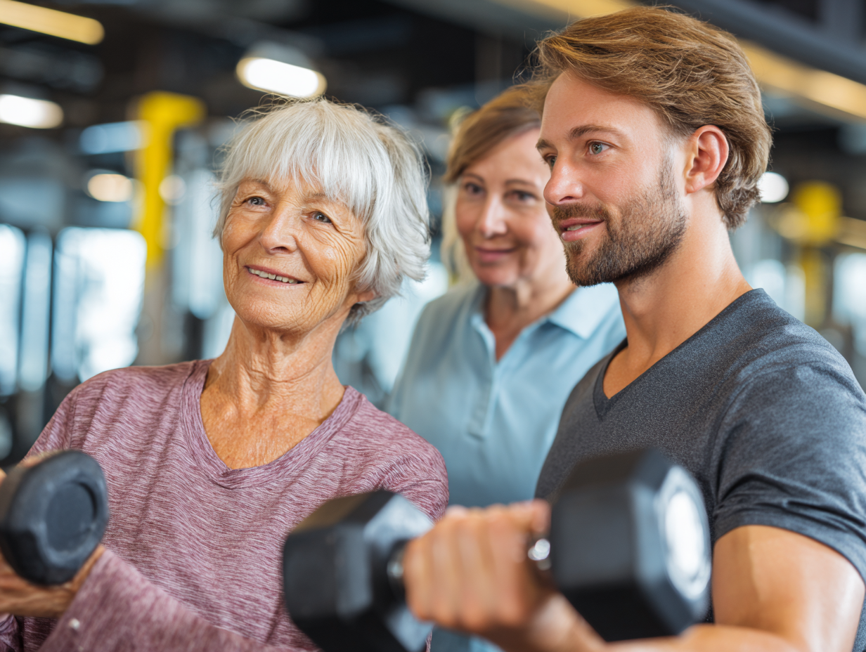 Grup divers de persoane de diferite vârste făcând exerciții de fitness în aer liber